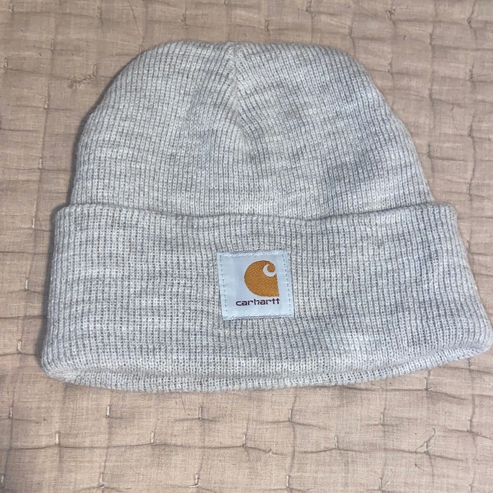 Carhartt Light Gray ribbed knit beanie